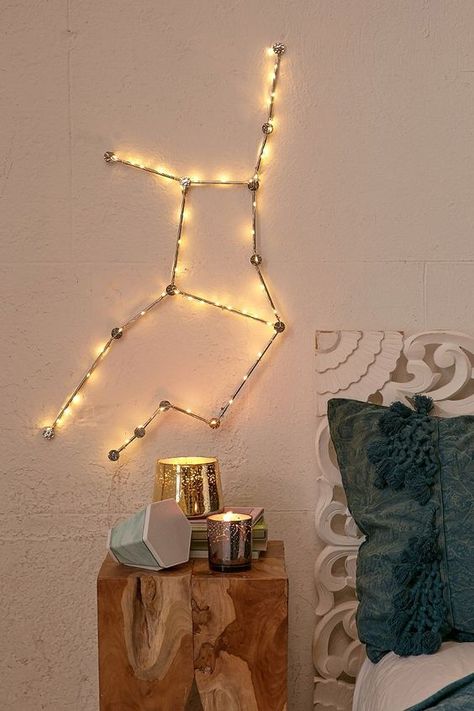 Out-of-this-world room decor for the girl obsessed with astrology - GirlsLife Loft Houses, Constellation Decor, Celestial Room, Zodiac Stuff, Space Room, House Floor, Unique Wall Decor, Hanging Light, Room Aesthetic