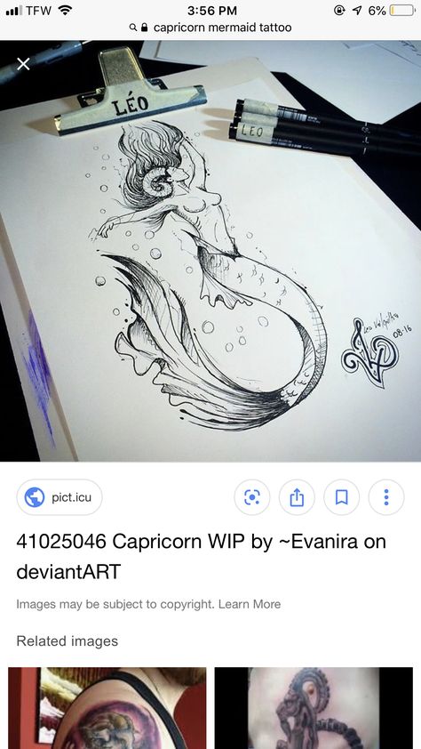 Capricorn Mermaid Tattoo For Women, Seagoat Tattoo Capricorn, Seagoat Tattoo, Capricorn Mermaid Tattoo, Capricorn Mermaid, Capricorn Tattoos, Mermaid Octopus, Capricorn Tattoo, Mermaid Stuff