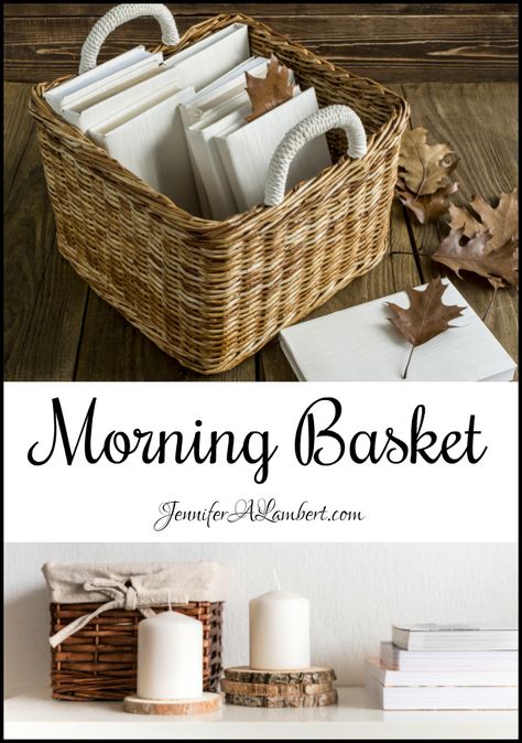 Morning Basket Bible Study, Bible Study Nook, Bible Study Basket Ideas, Morning Basket For Adults, Bible Basket Ideas, Bible Study Corner, Bible Study Basket, Bible Study Room, Bible Basket