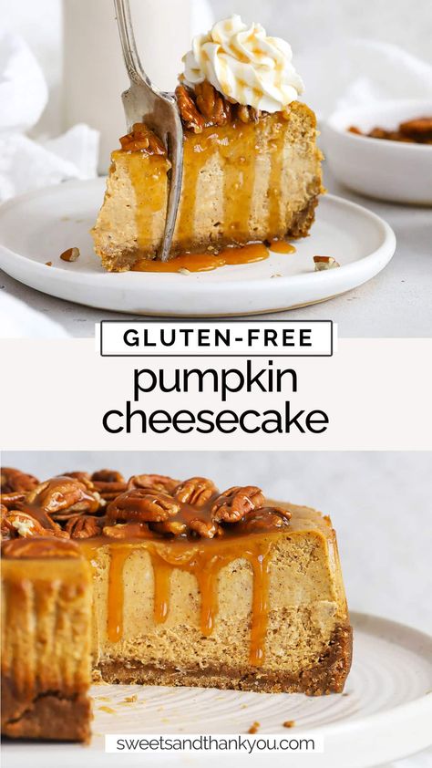 Spooky Desserts Gluten Free, Gluten Free Pumpkin Pie With Premade Crust, Thanksgiving Recipes Dessert Gluten Free, Best Gluten Free Pumpkin Pie, Fall Dessert Gluten Free, Gf Pumpkin Bars Gluten Free, Fall Recipes Dessert Gluten Free, Gluten Free Pumpkin Cheesecake Recipe, Gluten Free Pumpkin Pie Cheesecake