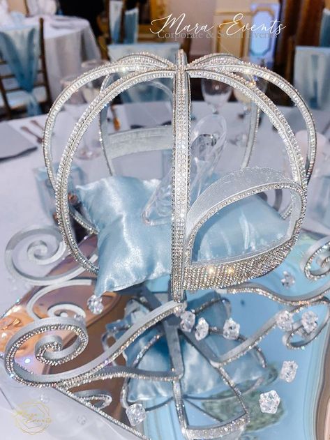 Quinceanera Centerpieces Cinderella, Quinceanera Centerpieces Sky Blue, Cinderella Quince Shoes, Cinderella 15 Dresses Quinceanera, Cinderella Quinceanera Themes Ideas, Cinderella Themed Quinceanera Table, Cinderella Sweet 16 Nails, Cinderella Themed Quinceanera Invitations, Light Blue Xv Decorations