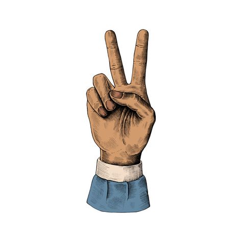 Sketched hand showing victory sign Free ... | Free Vector #Freepik #freevector #freebackground #freevintage #freeicon #freehand Finger Drawing, Victory Sign, Hand Pointing, How To Draw Fingers, Peace Hand, Pointing Hand, Rock Paper Scissors, Vector Photo, Vintage Colors