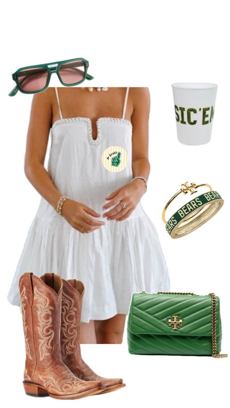 baylor game day outfit inspo Green And Gold Game Day Outfit, Baylor Game Day, Baylor Game Day Outfit, Baylor Gameday Outfit, Georgia Gameday Outfit, Casual Game Day Outfit, Sports Game Outfit, College Game Day Outfit, Baylor Outfits