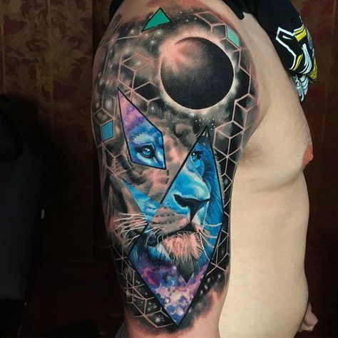 Best Male Tattoos, Male Tattoos, Lion Tattoo Sleeves, Idea Tattoo, Mens Lion Tattoo, Galaxy Tattoo, Lion Tattoo Design, Leo Tattoos, Alien Tattoo