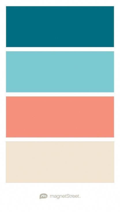 Teal Waters, Turquoise, Coral, and Champagne Wedding Color Palette - custom color palette created at MagnetStreet.com #weddingcolors Color Calipso, Coral Colour Palette, Teal Color Palette, Champagne Wedding Colors, Wedding Color Trends, Color Schemes Colour Palettes, Pink Cap, Color Palette Design, Wedding Color Palette