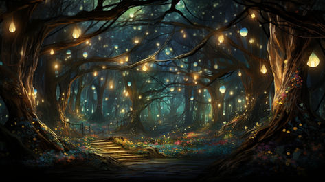 Picture a whimsical forest canopy filled with an abundance of life and energy. Imagine leaves that shimmer with magical hues, casting a spell of enchantment across the woodland. Describe the lighting as ethereal, with a soft glow illuminating the entire scene, enhancing the magical atmosphere. Incorporate details of playful creatures among the leaves, adding an extra layer of charm to this lively forest. Enchanted Forest Laptop Wallpaper, Fantasy Desktop Background, Magic Wallpaper Desktop, Fantasy Forest Wallpaper Desktop, I Mac Wallpaper Desktop Backgrounds, Enchanted Forest Desktop Wallpaper, Glowing Forest Art, Fairy Desktop Wallpaper, Witchy Desktop Wallpaper