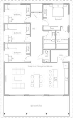 Off Grid Cabin Plans, 5 Bedroom House Plans, Modern Floor Plans, House Floor Design, House Construction Plan, House Layout Plans, Model House Plan, Small House Plan, Construction Plan