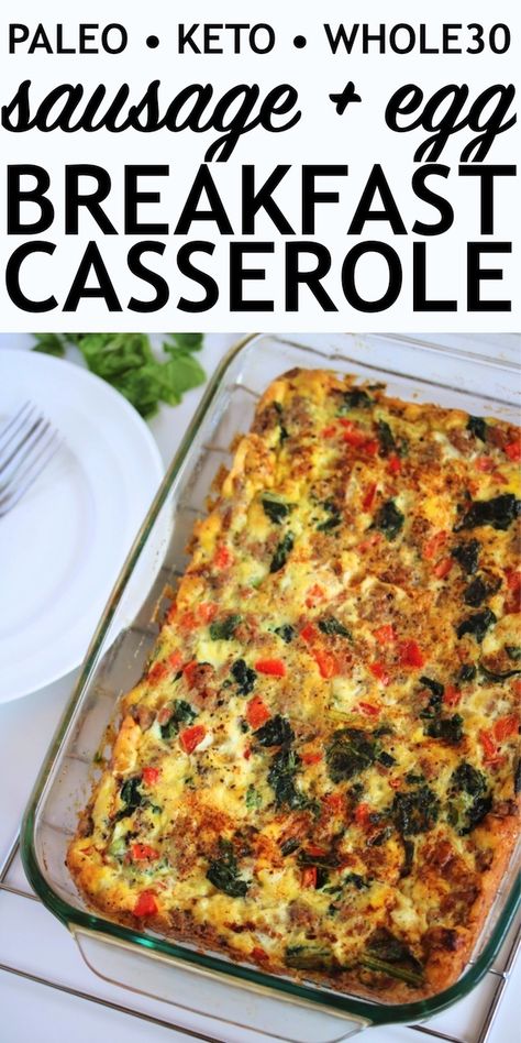 Whole 30 Breakfast Bake, Sausage Egg Breakfast Casserole, Egg Breakfast Casserole, Paleo Breakfast Casserole, Dinner Board, Whole30 Breakfast, Desayuno Keto, Breakfast Egg Casserole, Whole30 Keto