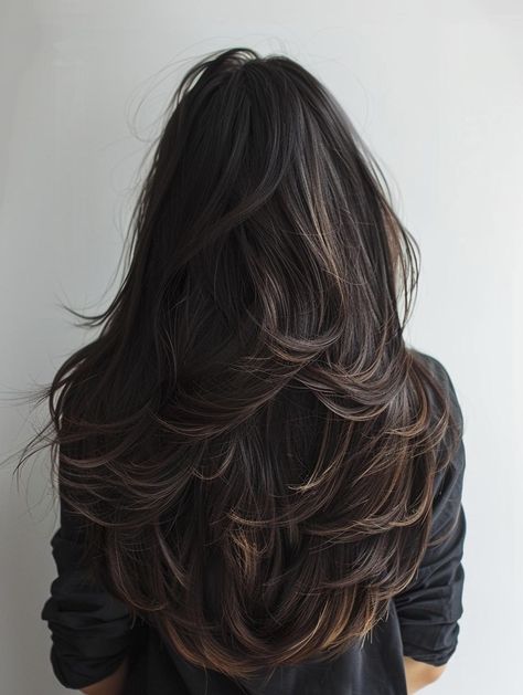 Layered U Haircut, Volumous Layered Hair, Long Layered Hair With Balayage, Layer U Cut, Long Hair Haircuts Women, Women Haircut Long Hair, Long Lots Of Layers Haircut, Long Layered Haircuts Volume, Long Hair Layers No Bangs