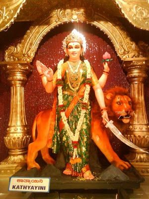 beautiful Katyayani or Katyayini idol during Navaratri festival Devi Katyayani, Katyayani Devi Images Hd, Katyayani Devi, Maa Kamakhya Devi Image, Maa Vaishno Devi Images Hd, Navaratri Festival, Devi Maa, Mandir Decoration, Maa Kali