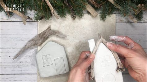 How to Make Air-Dry Clay Rustic Tiny Houses Air Dry Clay Houses Diy, Clay Houses Diy, Air Dry Clay Houses, Diy Air Dry Clay Projects, Air Dry Clay Craft, Clay Buildings, Crayola Air Dry Clay, Rustic Tiny House, Air Clay