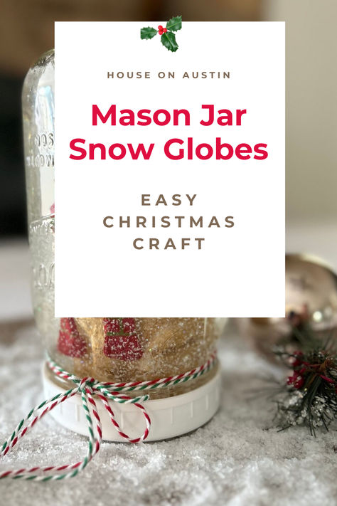 These mason jar snow globes are an easy Christmas craft that our kids loved creating! Snowy Mason Jars Diy, Christmas Crafts For Kids Snow Globes, Christmas Jar Crafts For Kids, Mason Jar Snow Globe For Kids, Mason Jar Snow Globe Diy, Jar Crafts For Christmas, Kids Snow Globe Craft, Make Snow Globes, Easy Snow Globe Craft