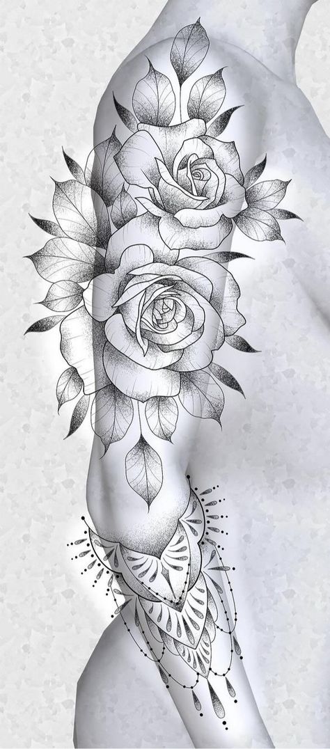 Filigree Tattoo Sleeve, Arm Tattoos Lettering, Black Flowers Tattoo, Shoulder Cap Tattoo, Rose Flower Tattoos, Rose Tattoo Sleeve, Filigree Tattoo, Realistic Tattoo Sleeve, Special Tattoos