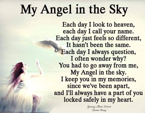 Angel In The Sky, Mom In Heaven Quotes, I Miss My Daughter, In Loving Memory Quotes, I Miss My Mom, Mom In Heaven, Miss My Mom, Tears In Heaven, Sympathy Quotes