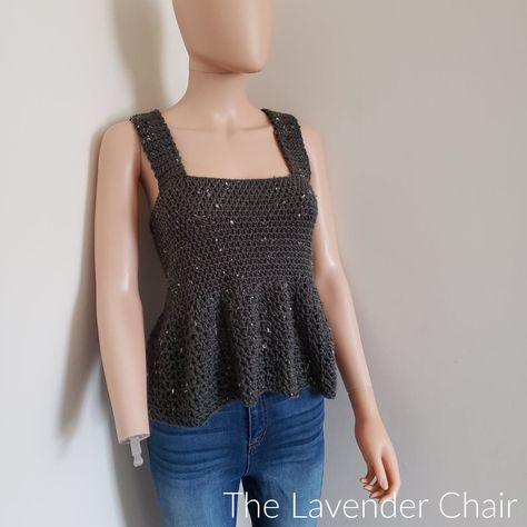 Valerie's Tank Top - Free Crochet Pattern - The Lavender Chair Tank Top Crochet Pattern, Peplum Top Pattern, Peplum Top Outfits, Crochet Peplum, Lavender Chair, The Lavender Chair, Tank Top Crochet, Top Crochet Pattern, Tank Top Pattern