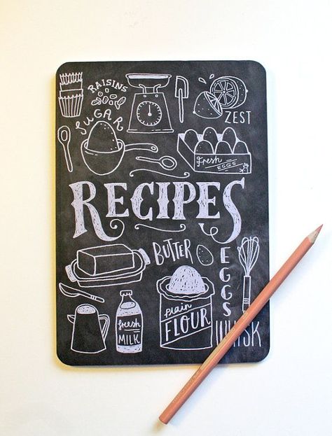 A5 Blank Notebook  Hand Lettered Recipe Book  by stephsayshello, £2.80 Recipe Book Cover, Recipe Book Covers, Recipe Book Ideas, Recipe Book Design, Blackboard Art, Recipe Book Diy, Recipe Binder, Blank Notebook, Field Notes