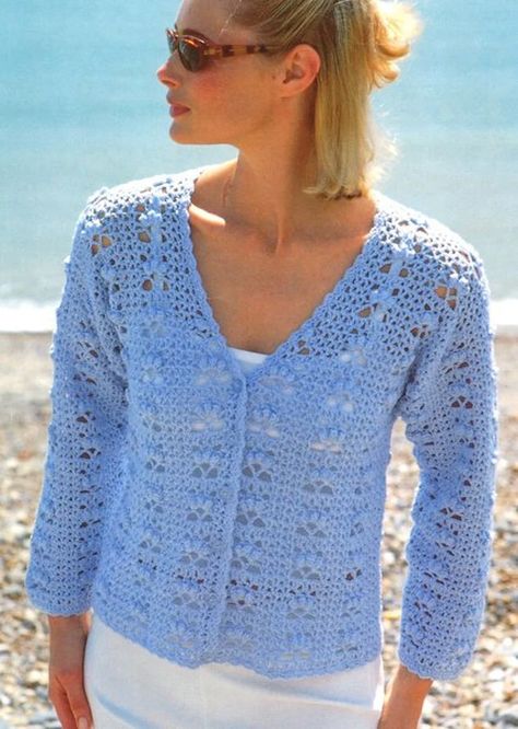 Easy Beginner Crochet Summer Popcorn Cardigan 30 40 Womens Dk 8 Ply Light Worsted Instant PDF Download Pattern - Etsy Summer Cardigan Crochet Pattern, Summer Cardigan Crochet, Cardigan Crochet Pattern, Gilet Crochet, Vintage Crochet Patterns, Womens Crochet Patterns, Crochet Ladies Tops, Vintage Crochet Pattern, Cardigan Crochet