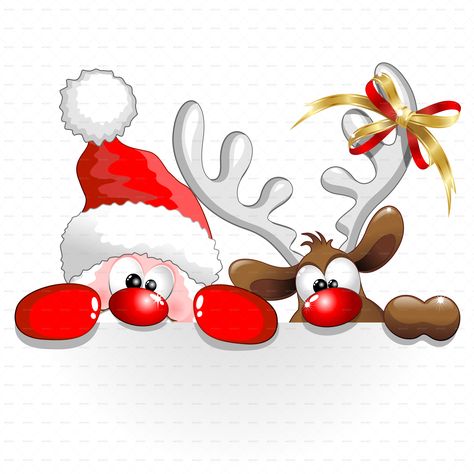 Christmas Santa and Reindeer Cartoon Preview - GraphicRiver Christmas Jokes, Natal, Santa's Little Helper, Funny Christmas Jokes, Painted Pavers, Santa Pictures, Christmas Signs Wood, Christmas Photography, Santa And Reindeer