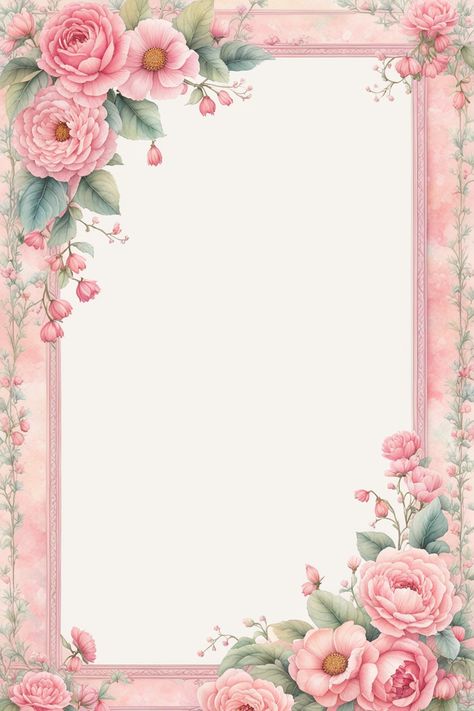 Frame Border Design Aesthetic, Shabby Chic Aesthetic, Birthday Verses, Page Frames, Floral Cards Design, Frame Border Design, Page Borders, Chic Aesthetic, Borders And Frames