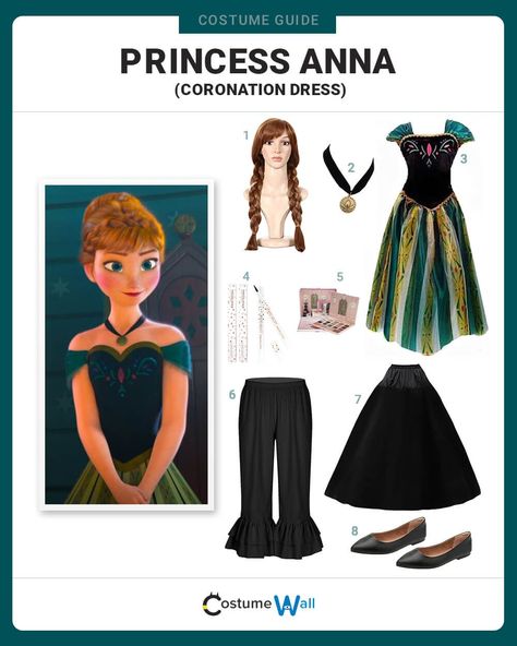 Princess Anna (Coronation Dress) Costume Anna Coronation Dress, Freckle Pen, Anna Coronation, Anna From Frozen, Got Costumes, Necklace Princess, Coronation Dress, Costume Guide, Best Costume