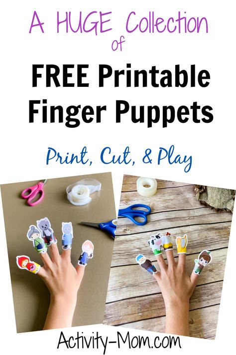 Finger Puppets For Kids, Finger Puppet Patterns, Printable Games For Kids, Puppets For Kids, Puppet Patterns, Toddler School, Paper Puppets, Finger Plays, Puppet Crafts