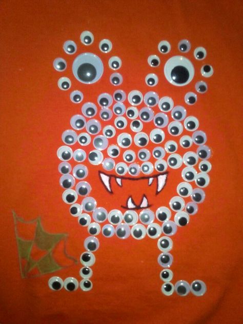 Dakoda's shirt for 100th day of school. 100 Items For 100th Day Of School, 100 Days Eyes Shirt, 100 Days Of School Shirt Googly Eyes, Google Eyes 100 Days Of School, 100 Eyes Monster 100th Day, 100 Days Of School Pom Pom Shirt, 100 Day Project Ideas, 100 Day Shirt Ideas, 100days Of School Shirt