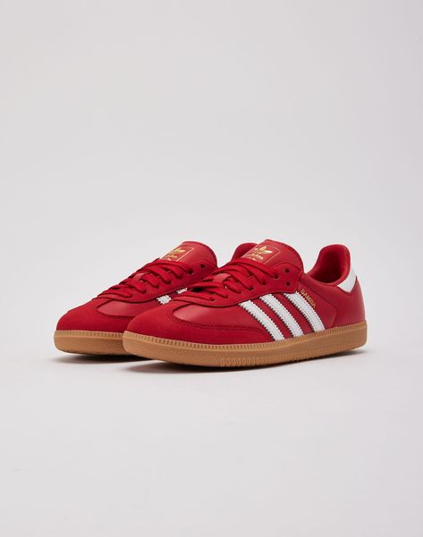 Red Adidas Shoes, Adidas Shoes Originals, Adidas Samba Og, Womens Adidas, Adidas Shoes Women, International Style, Red Sneakers, Aesthetic Shoes, Red Adidas