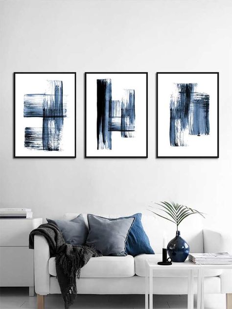 3pcs Brush Print Unframed Painting | SHEIN Study Decor, Graffiti Wall Art, Bed Wall, Graffiti Wall, Living Room Pictures, Living Room Paint, Wall Poster, Design Minimalista, Modern Wall Decor