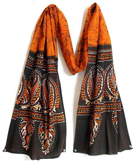 Duppattas Designs Ideas, Batik Scarf, Batik Fashion, Batik Art, Tie Scarf, Silk Dupatta, Digital Print Fabric, Indian Design, Textile Prints