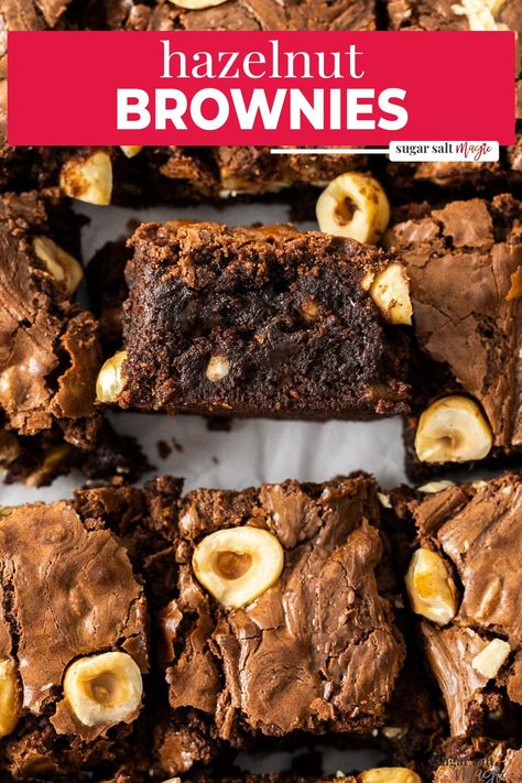 Hazelnut Brownies, Hazelnut Dessert, Hazelnut Recipes, Baking Journal, Chocolate Slice, Chocolate Fudge Brownies, Chocolate Butter, Fudge Brownies, Chocolate Hazelnut