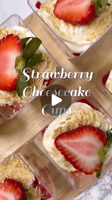 How To Make Cheesecake Cups, No Bake Cream Cheese Desserts, No Bake Strawberry Cheesecake Cups, Strawberry Dessert Cups, No Bake Strawberry Desserts, Cheesecake Dessert Cups, No Bake Cheesecake Cups, Strawberry Cheesecake Cups, Cheesecake Cups Recipe