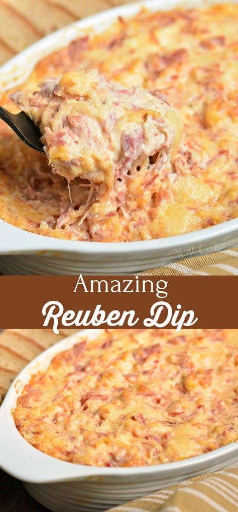 Ruben Dip, Reuben Dip Recipe, Classic Reuben Sandwich, Reuben Dip, Hot Dips, Corned Beef Recipes, Reuben Sandwich, Thousand Island Dressing, Dips And Appetizers