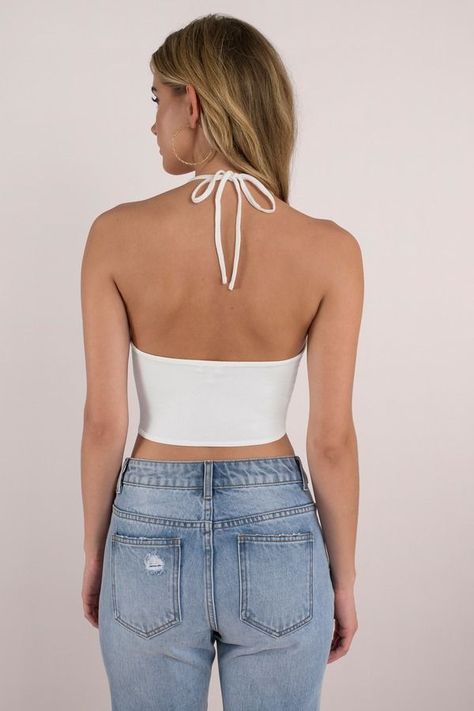 7bb060764a818184ebb1cc0d43d382aadesc51273045ri Open Back Crop Top, Blogger Outfits, Bare Necessities, Halter Crop Top, Weekend Outfit, White Crop Top, Cute Casual Outfits, Simple Outfits, Open Back