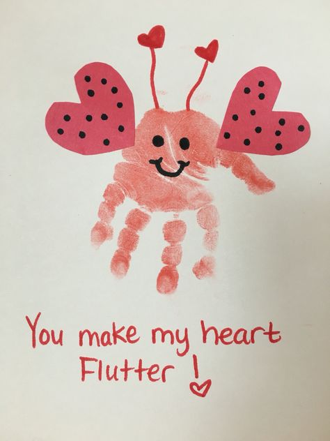 Valentines Bug Craft, Valentines Diy Toddler, Valentine's Handprint Crafts For Kids, Hand Print Crafts For Kids Valentine, Valentines Crafts For Kids Preschool Diy, Toddler Craft Ideas Valentines, Baby Art Valentines Day, Kids Valentines Canvas Ideas, Cute Valentine’s Day Crafts For Kids