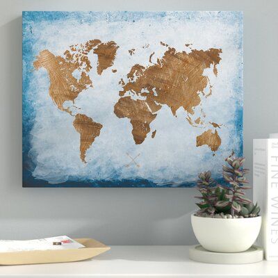 Seven Continents, Global Map, World Map Poster, Brown And Blue, Fine Arts Posters, Blue House, Diy Art Painting, Map Painting, Pillow Art