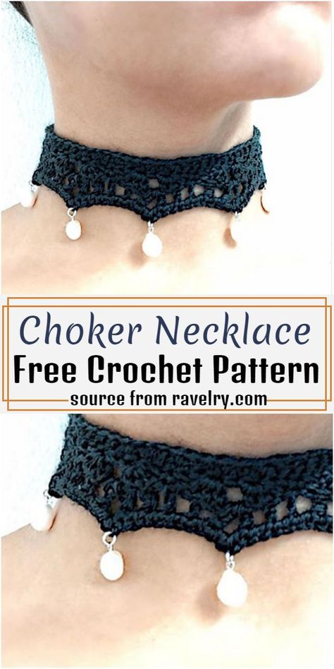 Choker Necklace Crochet Pattern Adipose Crochet Pattern, Crochet Collar Necklace, Knit Jewelry Patterns, Crochet Jewelry Patterns Necklace, Choker Necklace Crochet, Crochet Choker Necklace Free Pattern, Crochet With Crochet Thread, Diy Sewing Clothes Patterns Free, Beaded Choker Patterns