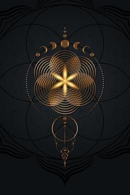 Mystical Spiral and Moon Phases, Sacred geometry. Gold logo Divine Feminine Pagan Wiccan goddess symbol. Old golden wicca banner sign, energy circles, boho style vector isolated on black background 4292879 Vector Art at Vecteezy Sacred Geometry Wallpaper, Dark Spiritual, What Is A Mandala, Wiccan Goddess, Energy Circles, Sacred Spiral, Image Zen, Goddess Symbol, Molecule Tattoo