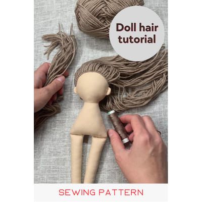 Doll hair pattern, Doll hair tutorial - Inspire Uplift Yarn Doll Hair, Doll Hair Tutorial, Doll Patterns Free Sewing, Rag Doll Hair, Diy Yarn Dolls, How To Make Doll, Hair Pattern, Make Doll, Doll Making Patterns