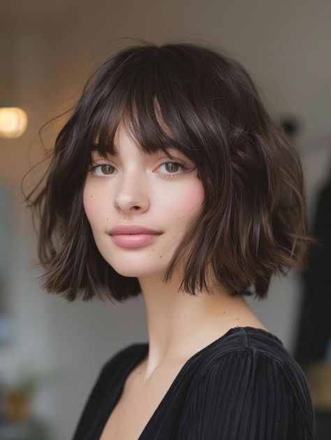 Best Bob Hairstyles with Bangs Cute Short Bob Hairstyles With Bangs, Bob With Bangs For Thick Hair, Bob Wavy Hair With Bangs, Short Bob And Bangs, Neck Length Bob With Bangs, Bobbed Hair With Bangs, How To Style A Bob With Bangs, French Girl Bob With Bangs, Short Hair And Bangs Hairstyles