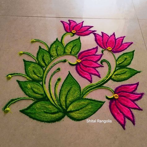 Trending Rangoli Design Images (Kolam Ideas) Rangoli Designs Flower Drawing, Easy Rangoli Flower Designs, Rangoliii Designs Easy, Different Rangoli Ideas, New Simple Rangoli Designs, Rangoli Designs Images For Diwali, Simple Free Hand Rangoli Designs, Rangoli Art Design Easy, Simple Diwali Rangoli Designs