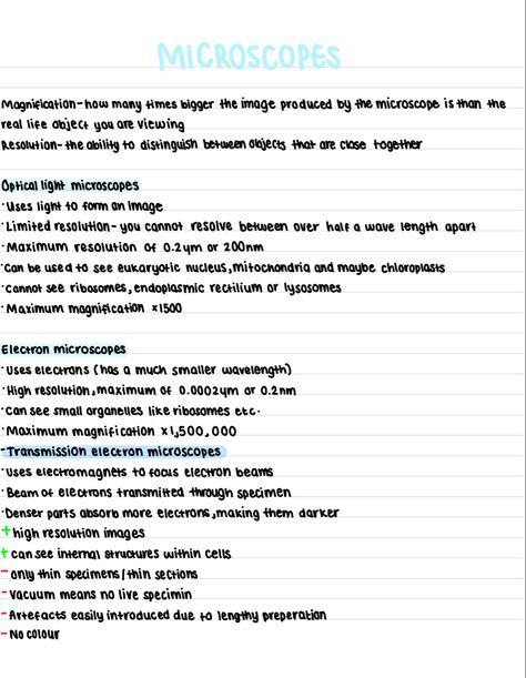 Light microscope, electron microscopes and definitions Biology Microscope, Study Guide Template, Light Microscope, Revision Tips, Science Revision, Cell Organelles, Organization Notes, A Level Biology, Electron Microscope