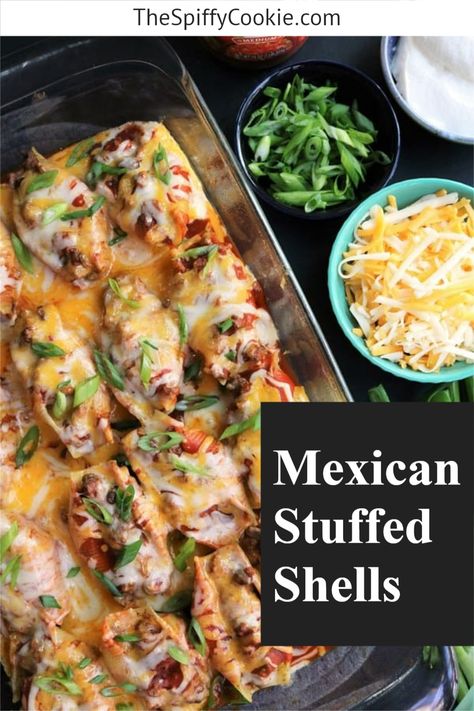 Mexican Stuffed Shells, Almond Crusted Chicken, Jumbo Pasta Shells, Cheese Stuffed Shells, Almond Crusted, Taco Stuffed Shells, Crusted Chicken, Stuffed Pasta Shells, Easy Family Dinners