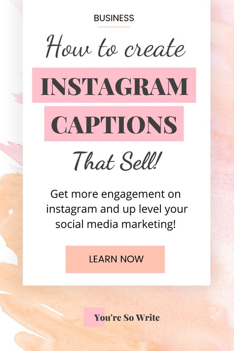 How to Write Instagram Captions That Sell! - You’re So Write. Struggling to captivate your audience with your Instagram captions? Need more engagement on your posts? Marketing your business on Instagram is hard. With these three copywriting tips, you’ll improve your Instagram strategy by creating Instagram captions for your business that truly engage your readers. You might even make a few sales! #socialmediamarketing #instagramstrategy #youresowrite Marketing Captions For Instagram, How To Write Captions For Instagram, Sale Captions Instagram, Catchy Captions For Instagram Business, Caption For Business Post, Boutique Captions For Instagram, Captions For Business Posts, Catchy Captions, Art Notes