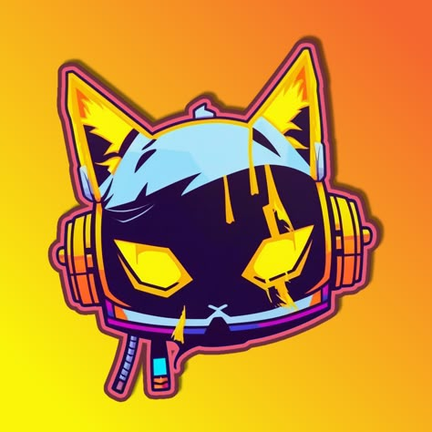 Anime Logos Design, Scifi Logo Design, Cyberpunk Doodle, Cyberpunk Branding, Cat Cyberpunk, Cute Cyberpunk, Cyberpunk Stickers, Cyberpunk Logo, Cyberpunk Drawing