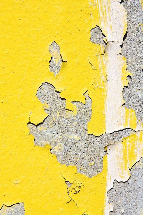 grey & yellow Paint Peeling, Texture Inspiration, Yellow Wall, Peeling Paint, Expressionism Art, Yellow Grey, Yellow Aesthetic, Abstract Photography, Mellow Yellow