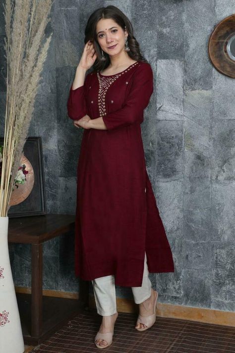 Mehroon Suit Designs, Red Semi-stitched Salwar Kameez For Party, Formal Red Semi-stitched Salwar Kameez, Red Floor-length Salwar Kameez For Transitional Season, Maroon Kurti Designs, Maroon Colour Kurti Design, Red Embroidered Semi-stitched Salwar Kameez, Latest Dress Design, Long Kurti Designs