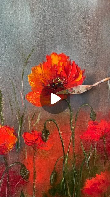 Abstract Poppy Painting, Poppy Paintings, Flower Painting Videos, Poppy Flower Painting, Abstract Poppies, Butterfly Art Painting, Red Vines, Abstract Painting Techniques, Beautiful Days