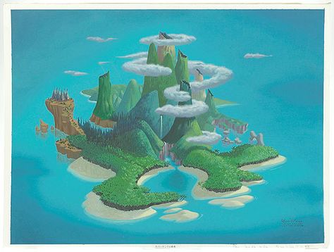 Drawn to Animation: Neverland Island - Return to Neverland! Neverland Island, Return To Neverland, Little Mermaid Room, Peter Pan Mermaids, Peter Pan Neverland, Terra Do Nunca, Island Artwork, Nostalgia Art, Disney Purse