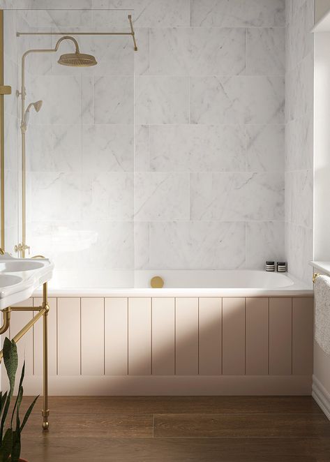 Herringbone Marble Tile Bathroom, Marble And Herringbone Bathroom, Marble Tile Half Way Up Bathroom Wall, Bathroom Carrara Marble, Grey And White Bathroom Floor Tile, Marble Effect Tiles Bathroom, Traditional Marble Bathroom, Ivory Tile Bathroom, Marble Look Tile Bathroom