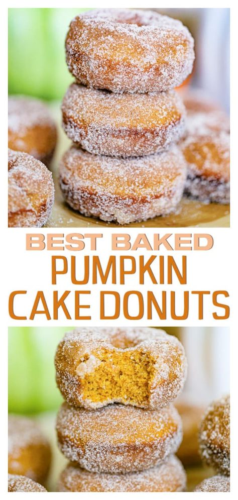 Types Of Bellies, Pumpkin Donuts Recipe, Doughnut Recipe Easy, Cake Donuts Recipe, Easy Donut Recipe, Homemade Donuts Recipe, Pumpkin Spice Donut, Baked Donut Recipes, Fluffy Cake